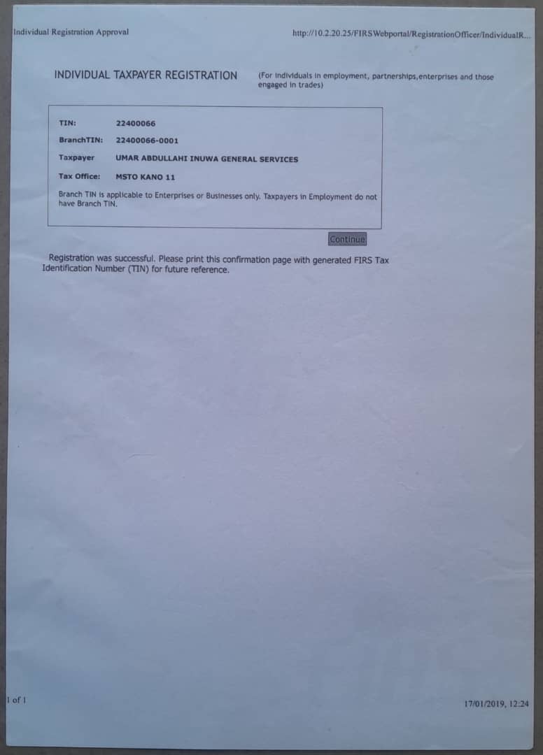 TIN Registration