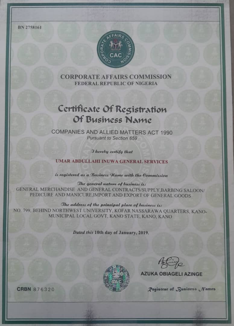 CAC Business Certificate